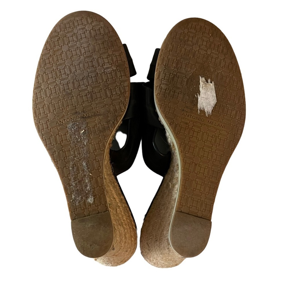 Antonio Melani Womens Sandals Black Knotted Slide Wedge Espadrille Open Toe US 7 - Picture 8 of 8